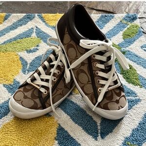 Brown and Black Sneakers with White Laces